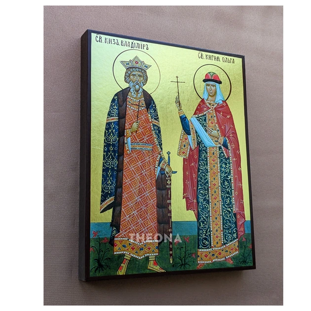 Икона Святой Владимир Великий и Святая Ольга 14 × 19 см - изображение 3