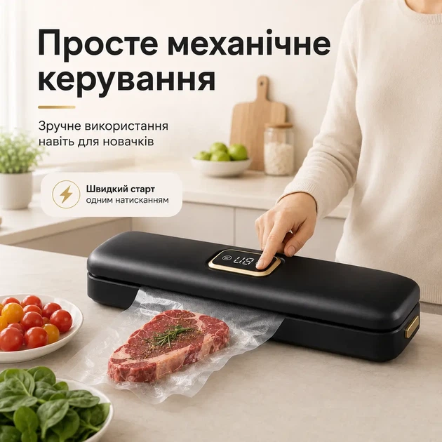 Вакууматор для продуктів AL-8002 вакуумний пакувальник 120 Вт запаювач пакетів 10 пакетів у комплекті - изображение 4