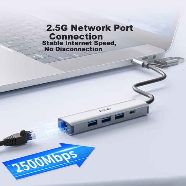 Док-станція Acer Type-C/USB на Ethernet 2.5G 10Гбіт/с для ноутбуків та ПК - зображення 6