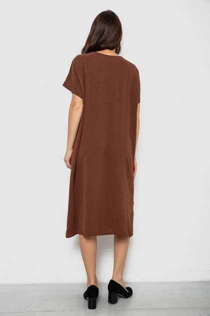 Платье женское однотонное повседневное шоколадный 214R209 AGER 52 (3XL) - Фото 4 Платье женское однотонное повседневное шоколадный 214R209 AGER 52 (3XL) - изображение 4