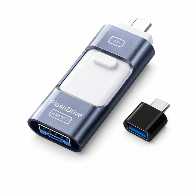 Флешка AXFEE 256GB 4-в-1 USB 3.0 Type-C microUSB Lightning для телефону та ПК - Фото 1 Флешка AXFEE 256GB 4-в-1 USB 3.0 Type-C microUSB Lightning для телефону та ПК - зображення 1
