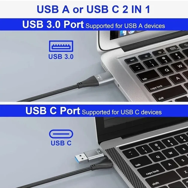 Зчитувач карт пам’яті 7-в-2 USB 3.0/USB Type-C для SD, MicroSD, SDXC, SDHC та MMC - Фото 4 Зчитувач карт пам’яті 7-в-2 USB 3.0/USB Type-C для SD, MicroSD, SDXC, SDHC та MMC - зображення 4