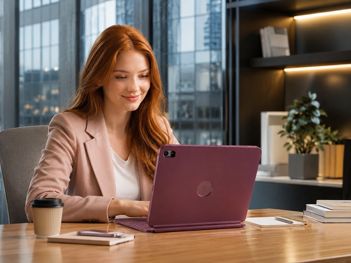 Чохол-клавіатура CM-01 Wireless Keyboard для iPad рожево-золотий Bluetooth QWERTZ з тачпадом та підсвічуванням - изображение 2