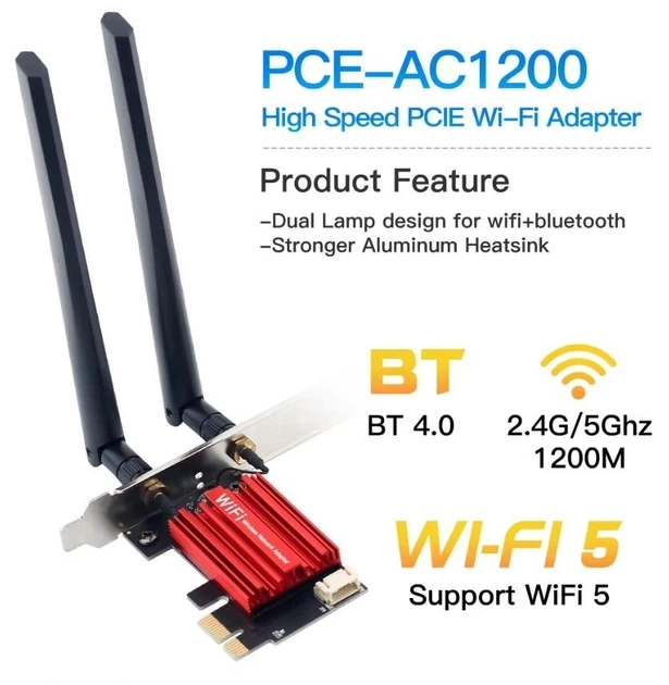 Двохдіапазонний PCIe адаптер Wi-Fi 5 + Bluetooth 4.0 Fenvi FV-AC1200S (AC1200, 2.4G/5GHz) - зображення 3