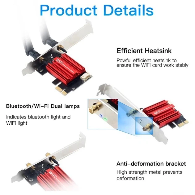 Двохдіапазонний PCIe адаптер Wi-Fi 5 + Bluetooth 4.0 Fenvi FV-AC1200S (AC1200, 2.4G/5GHz) - зображення 4