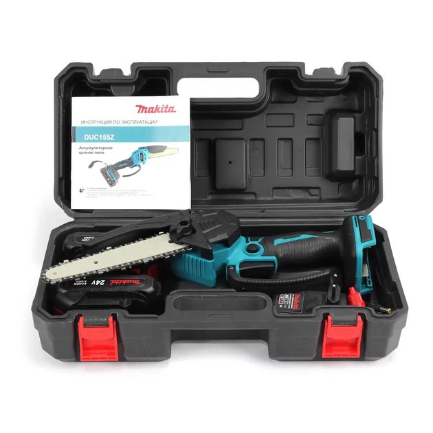 Аккумуляторная мини пила Makita DUC155Z для сада и обрезки деревьев с двумя аккумуляторами 5Ач и шиной 15 см мощный садовый инструмент для быстрой распиловки древесины для хозяйственных работ беспроводная модель с высокой автономностью работы - изображение 2