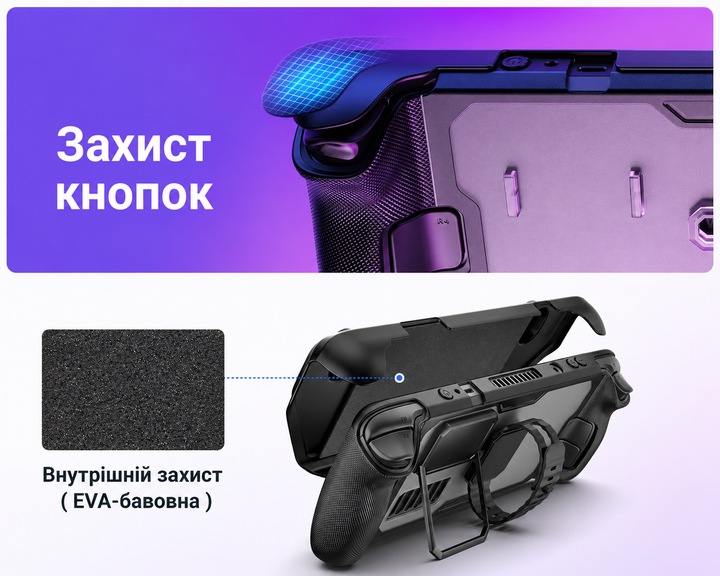 Защитный оригинальный чехол JSAUX 4 в 1 для Steam Deck LCD/OLED ModCase PC0104 - чехол+подставка+ремень+крышка Basic Set - изображение 9
