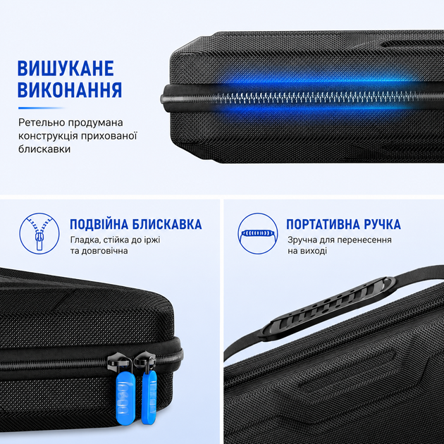 Премиум EVA сумка iPega PG-P5P13 для PlayStation Portal, 2 молнии, ручка, фиксаторы стеков, черная - изображение 8