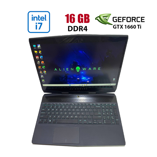 Ігровий ноутбук Dell Alienware M15 R1 / 15.6" (1920x1080) IPS / Intel Core i7-9750H (6 (12) ядер по 2.6 - 4.5 GHz) / 16 GB DDR4 / 512 GB SSD / nVidia GeForce GTX 1660 Ti, 6 GB GDDR6, 192-bit / WebCam б/в - Фото 1 Ігровий ноутбук Dell Alienware M15 R1 / 15.6" (1920x1080) IPS / Intel Core i7-9750H (6 (12) ядер по 2.6 - 4.5 GHz) / 16 GB DDR4 / 512 GB SSD / nVidia GeForce GTX 1660 Ti, 6 GB GDDR6, 192-bit / WebCam б/в - зображення 1