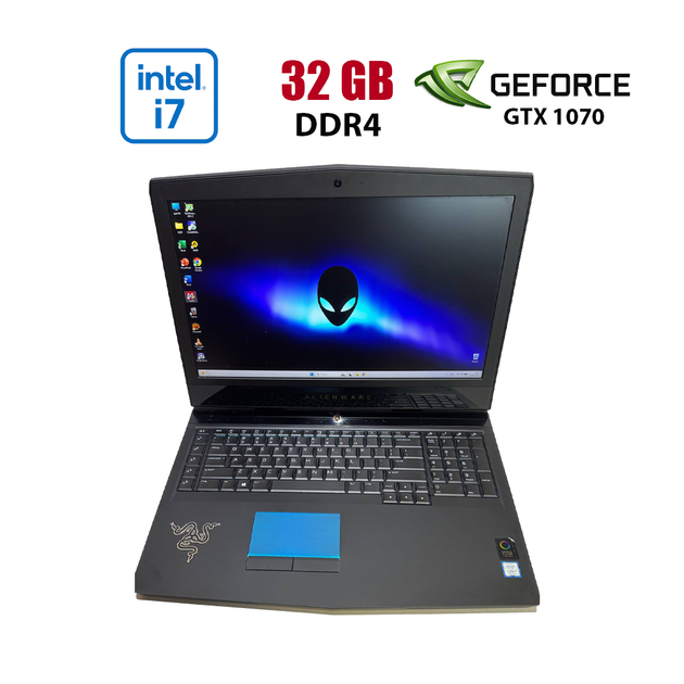 Ігровий ноутбук Б-клас Dell Alienware 17 R5 / 17.3" (1920x1080) IPS / Intel Core i7-8750H (6 (12) ядра по 2.2 - 4.1 GHz) / 32 GB DDR4 / 256 GB SSD + 1000 GB HDD / nVidia GeForce GTX 1070, 8 GB GDDR5, 256-bit / WebCam б/в - Фото 1 Ігровий ноутбук Б-клас Dell Alienware 17 R5 / 17.3" (1920x1080) IPS / Intel Core i7-8750H (6 (12) ядра по 2.2 - 4.1 GHz) / 32 GB DDR4 / 256 GB SSD + 1000 GB HDD / nVidia GeForce GTX 1070, 8 GB GDDR5, 256-bit / WebCam б/в - зображення 1