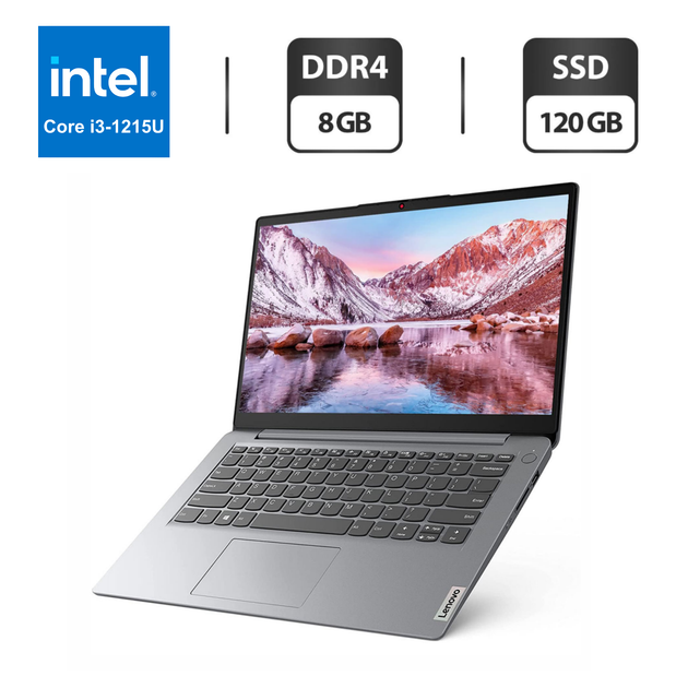 Ультрабук Б-клас Lenovo Ideapad 1 14IAU7 / 14" (1920x1080) TN / Intel Core i3-1215U (6 (8) ядер по 3.3 - 4.4 GHz) / 8 GB DDR4 / 120 GB SSD / Intel UHD Graphics / WebCam / HDMI / New АКБ / Windows 11 б/в - Фото 1 Ультрабук Б-клас Lenovo Ideapad 1 14IAU7 / 14" (1920x1080) TN / Intel Core i3-1215U (6 (8) ядер по 3.3 - 4.4 GHz) / 8 GB DDR4 / 120 GB SSD / Intel UHD Graphics / WebCam / HDMI / New АКБ / Windows 11 б/в - зображення 1