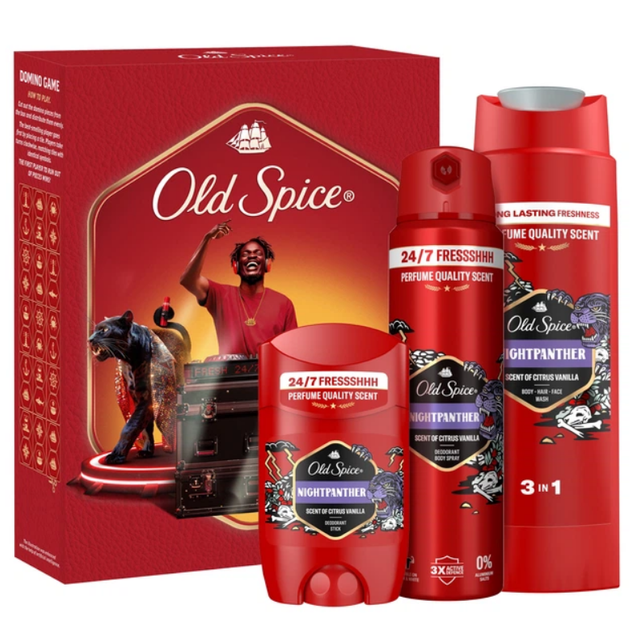 Подарунковий набір OLD SPICE NightPanter (стік 50мл + Гель для душа 250мл + спрей 150мл) (8006530005838) - Фото 1 Подарунковий набір OLD SPICE NightPanter (стік 50мл + Гель для душа 250мл + спрей 150мл) (8006530005838) - изображение 1