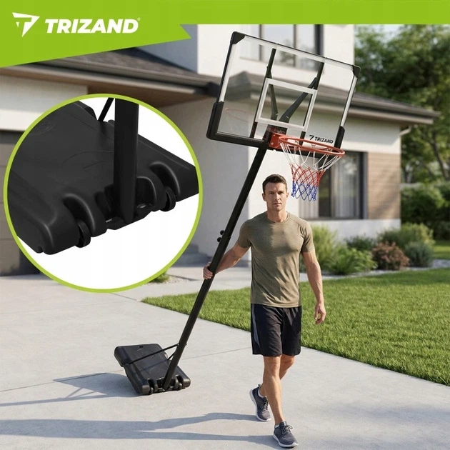 Баскетбольная стойка с корзиной и мячом Trizand XL регулировка высоты 135 - 305 см, мобильное основание (27365) - изображение 5