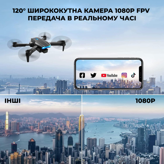 Квадрокоптер детский мини дрон E99 Pro с камерой 720P (до 20 мин полёта) 2 аккумулятора и кейс Серый - изображение 5