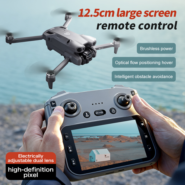 Квадрокоптер GT50 FPV с 8K-камерой РК пульт с экраном, бесколлекторные моторы, обход препятствий (до 20 мин полёта) - изображение 4