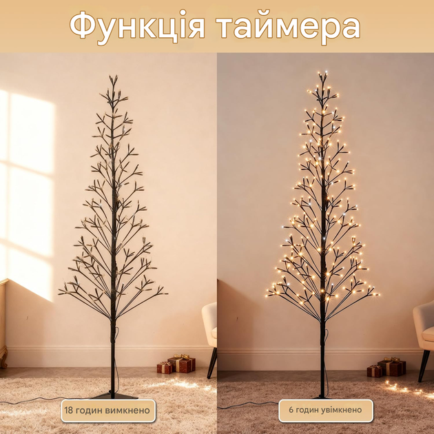 Штучна ялинка для вулиці 27 світлодіодних білих миготливих лампочок - 216 світлодіодних попередньо підсвічених різдвяних вогників - изображение 4
