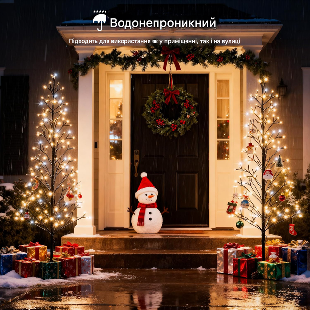 Штучна ялинка для вулиці 27 світлодіодних білих миготливих лампочок - 216 світлодіодних попередньо підсвічених різдвяних вогників - изображение 5