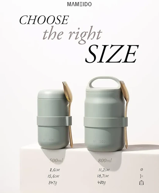 Термос для їжі MAMEIDO 500 мл Insulated Food Flask Blush Kissed (рожевий) з ложкою-вилкою - зображення 4