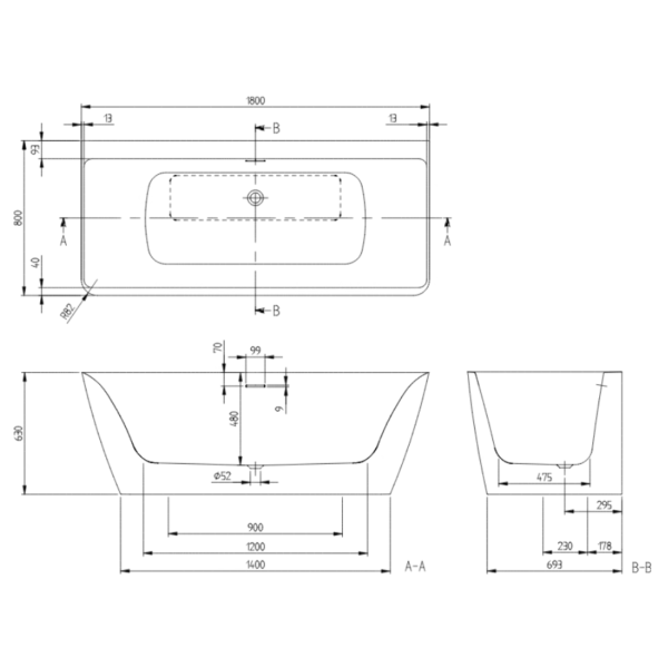 Кам'яна ванна VILLEROY & BOCH SUBWAY 3.0, білий, пристінний - Фото 3 Кам'яна ванна VILLEROY & BOCH SUBWAY 3.0, білий, пристінний - изображение 3