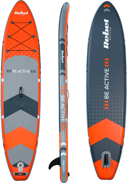 Nadmuchiwana deska SUP Rebel ACTIVE 350 x 81 x 15 cm z wiosłem, pompką i torbą do przechowywania Pomarańczowa RBA4501 (5901890120197) - obraz 2