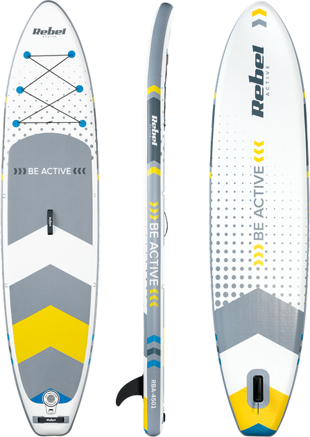 Nadmuchiwana deska SUP Rebel ACTIVE 350 x 81 x 15 cm z wiosłem, pompką i torbą do przechowywania Biała RBA4501 (5901890120678) - Zdjęcie 2 Nadmuchiwana deska SUP Rebel ACTIVE 350 x 81 x 15 cm z wiosłem, pompką i torbą do przechowywania Biała RBA4501 (5901890120678) - obraz 2