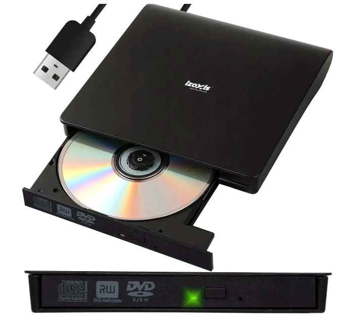 Внешний DVD-привод USB 3.0 для чтения записи дисков 26083 черный IZOXIS LS-2855 - изображение 2