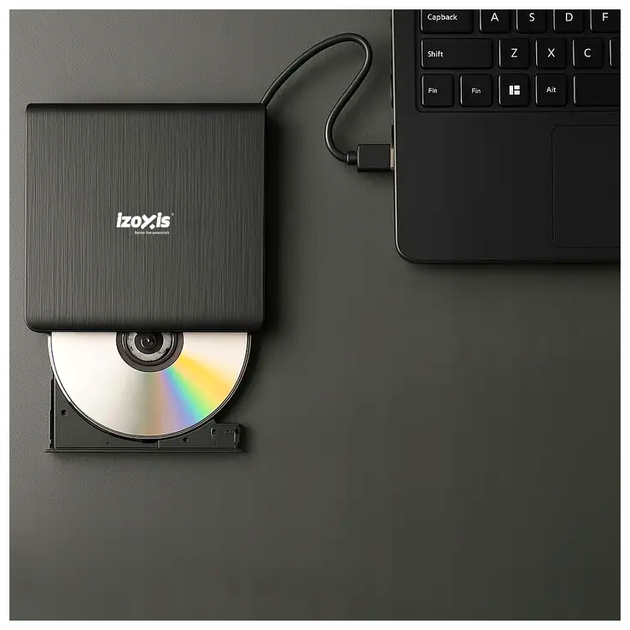 Внешний привод CD-R DVD-рекордер USB 3.0 для ноутбука черный Izoxis LS-0495 - изображение 5