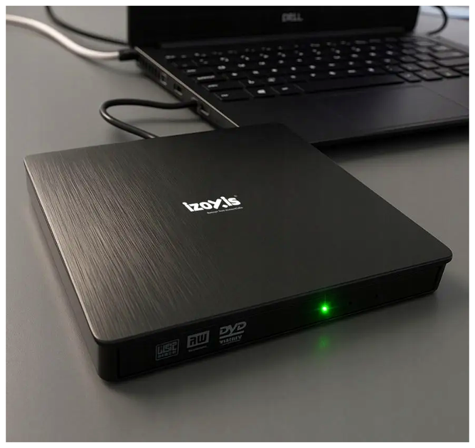 Внешний DVD-привод USB 3.0 для чтения записи дисков 26083 черный IZOXIS LS-2855 - изображение 5