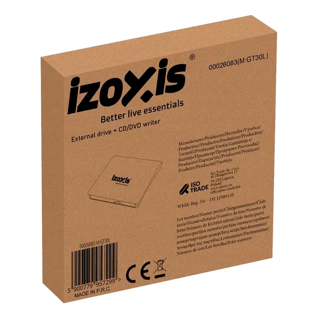 Внешний привод CD-R DVD-рекордер USB 3.0 для ноутбука черный Izoxis LS-0495 - изображение 8