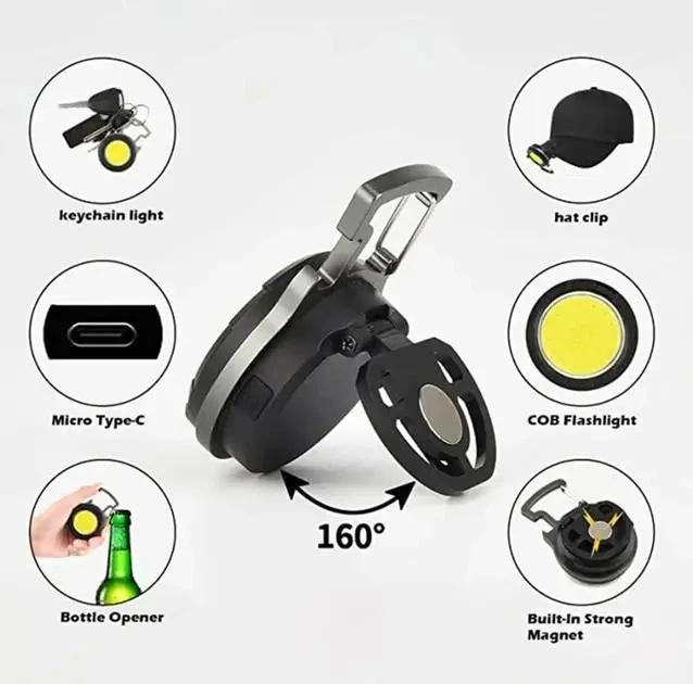 Акумуляторний LED-ліхтарик Oscar YT-877 Type-C 500 лм, 650 мАг, 4 режими, магніт та кріплення на кепку + штатив - зображення 4