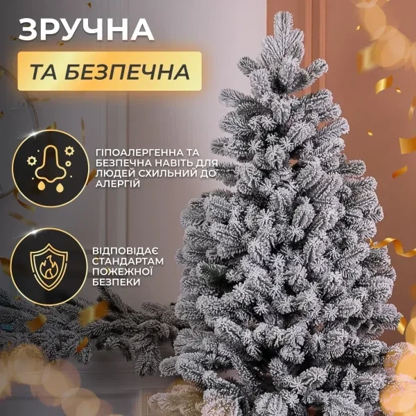 Искусственная елка 1.8 м 365 веточек ПЭ для дома заснеженная PS-7283 - изображение 6
