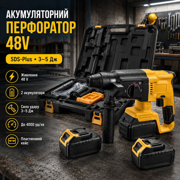 Перфоратор аккумуляторный DCH133NT 48V SDS-Plus с двумя аккумуляторами, до 4000 уд/мин и силой удара 3–5 Дж - Фото 1 Перфоратор аккумуляторный DCH133NT 48V SDS-Plus с двумя аккумуляторами, до 4000 уд/мин и силой удара 3–5 Дж - изображение 1