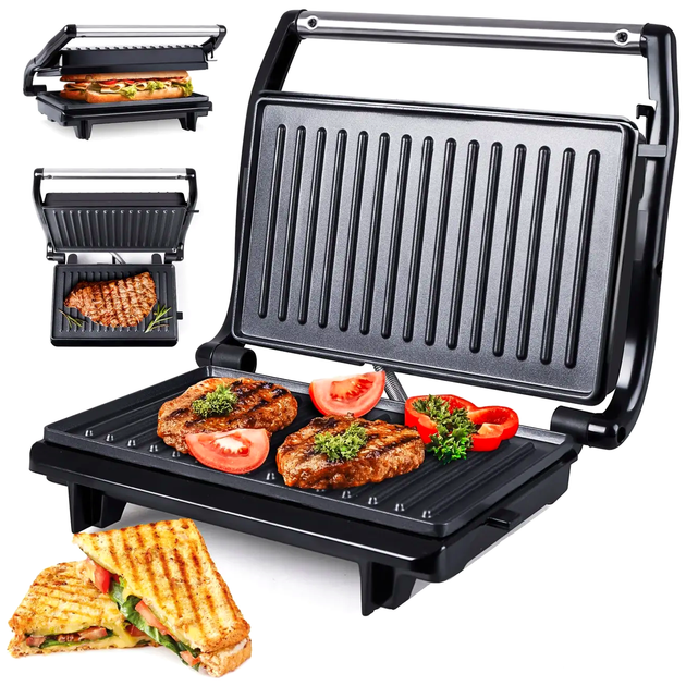 Электрический гриль 700 Вт для кухни 23x14,5 см антипригарное покрытие Clatronic LS-0134 - изображение 4