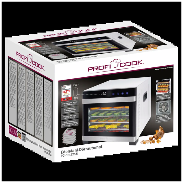 Дегидратор ProfiCook 6 секций 650 Вт для сушки фруктов и овощей нержавеющая сталь LS-3222 - изображение 10