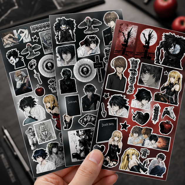 Стикеры Тетрадь Смерти 200 шт, 8 листов А5 10,5х15 см, Аниме Death Note - Фото 5 Стикеры Тетрадь Смерти 200 шт, 8 листов А5 10,5х15 см, Аниме Death Note - изображение 5