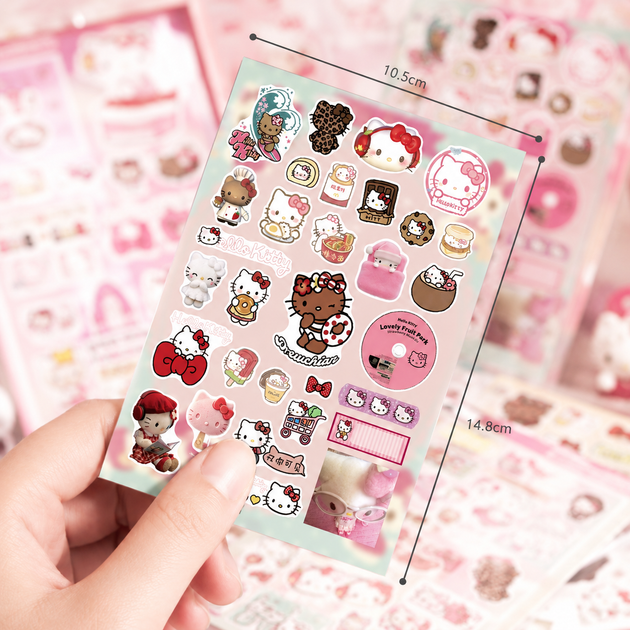 Стикеры Hello Kitty 210 шт, 8 листов А5 10,5х14,8 см - изображение 4