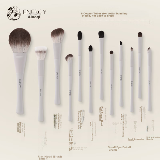 Набор кистей для макияжа ENERGY Starlight, 12 шт, для теней - изображение 5