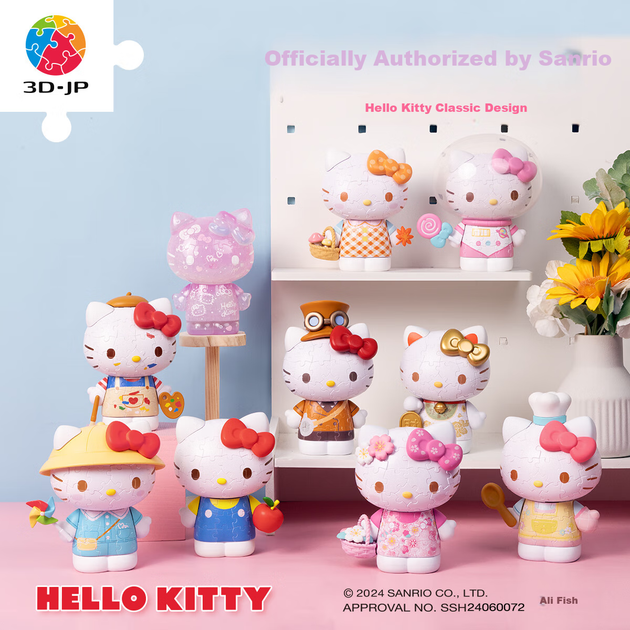 3D-JP Sanrio Фігурка Hello Kitty, 3D-головоломка, будівельні блоки, іграшка, прикраса для дому, святковий подарунок, спостереження за цвітінням вишні - зображення 5