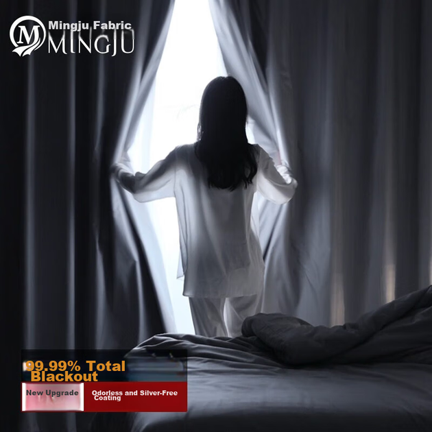 Шторы Mingju плотные готовые, полиэстер гобелен, светло-серые, на крючках, 2.7x1.6м - изображение 4