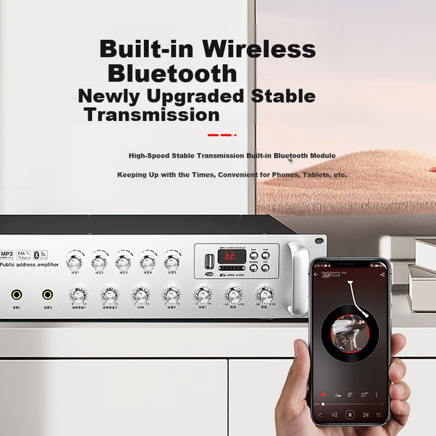 Patriot G09 500W Bluetooth п'ятизонний професійний потужний інженерний підсилювач мовлення для магазинів, домашній підсилювач фонової музики, кампусний підсилювач мовлення, хост - зображення 7