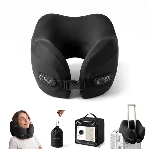 Подушка для путешествий Tech-Protect ComfortRest Travel Neck Pillow Black (5906302353118) - изображение 2