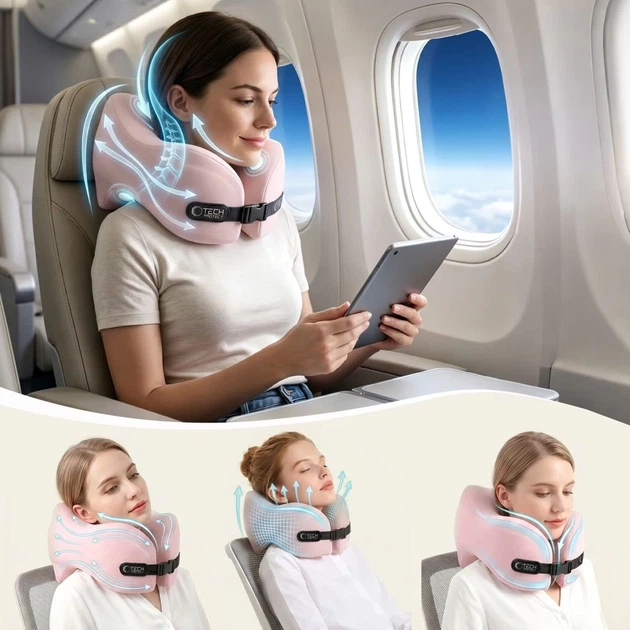 Подушка для подорожей Tech-Protect ComfortRest Travel Neck Pillow Pink (5906302340125) - Фото 4 Подушка для подорожей Tech-Protect ComfortRest Travel Neck Pillow Pink (5906302340125) - зображення 4