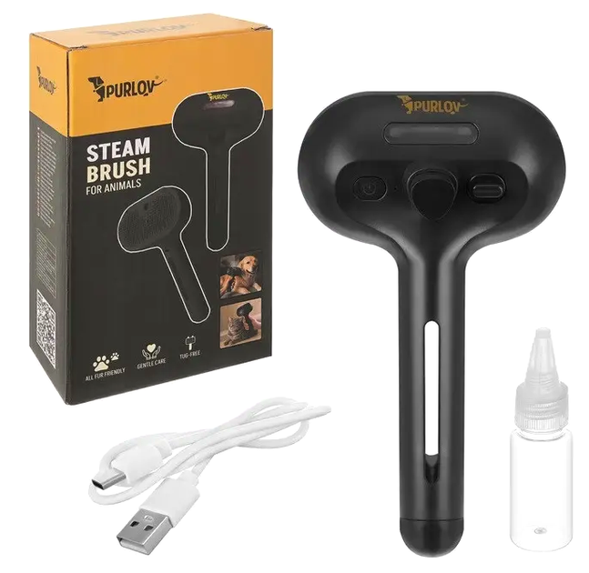 Паровая щетка для расчесывания домашних животных 35 мл USB-C Purlov LS-0502 - зображення 6