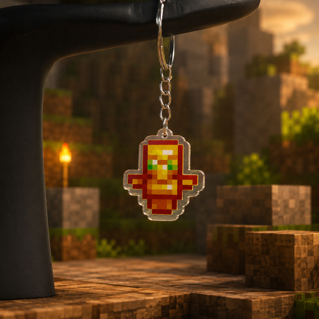 Акриловий брелок Minecraft Тотем безсмертя 3,5х3 см - Фото 4 Акриловий брелок Minecraft Тотем безсмертя 3,5х3 см - зображення 4