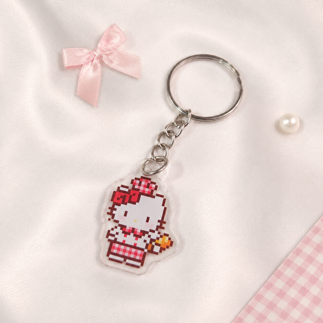 Акриловий брелок Hello Kitty (Хеллоу Кітті) піксельний 3×2 см 06 - зображення 5