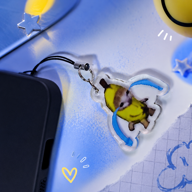 Акриловый брелок для телефона Кот мем Банан плачущий Crying Banana Cat 3х3 см - Фото 7 Акриловый брелок для телефона Кот мем Банан плачущий Crying Banana Cat 3х3 см - изображение 7