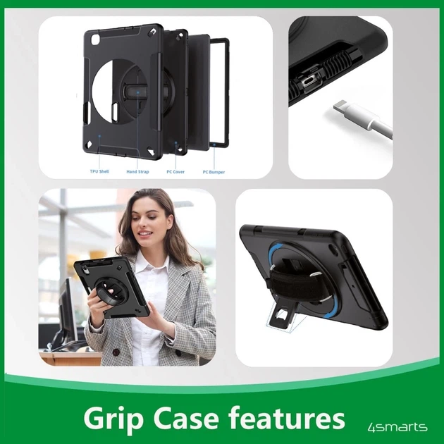 Бампер 4smarts Rugged Case Grip для Apple iPad 11 (A16, 2025) / iPad 10.9 (10th gen) Black (4252011904167) - Фото 11 Бампер 4smarts Rugged Case Grip для Apple iPad 11 (A16, 2025) / iPad 10.9 (10th gen) Black (4252011904167) - зображення 11