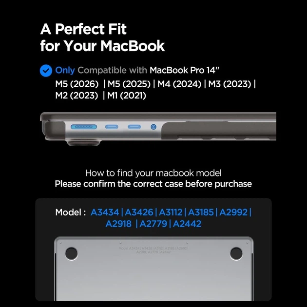Чехол Spigen AirSkin для MacBook Pro 14 M1-M5 Pro/M5 Pro Max 2021-2026 Black (ACS11529) - изображение 6