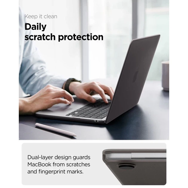 Etui Spigen AirSkin do MacBook Air 13 M2-M5 2023-2026 Black (8800337246643) - obraz 9