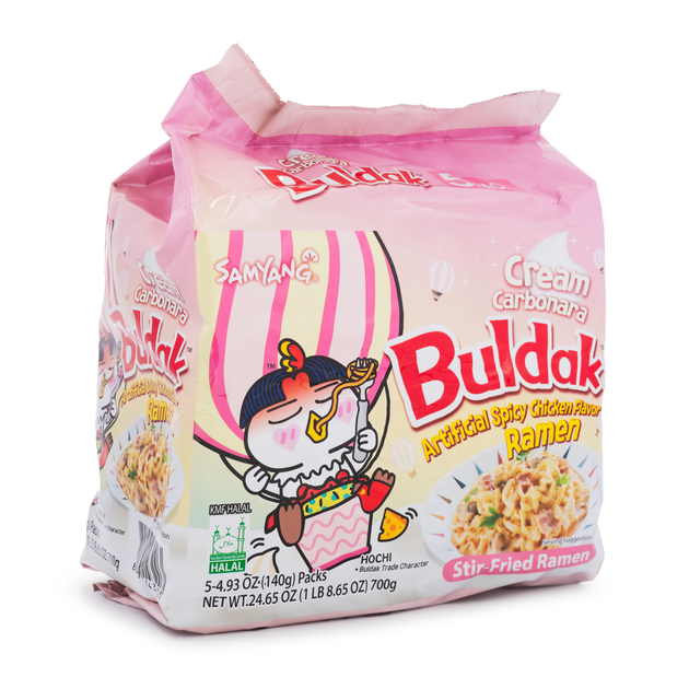 Бульдак крем карбонара, рамен c тушеной курицей быстрого приготовления, Buldak Cream Carbonara Ramen Samyang 140 г - изображение 3